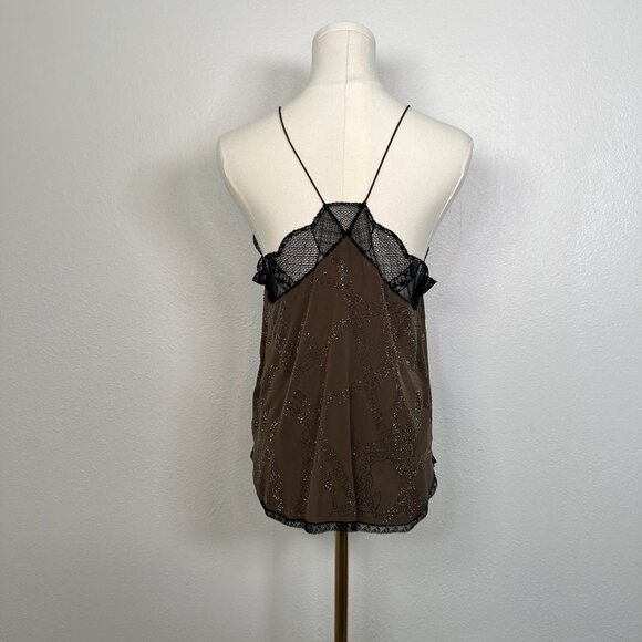 Zadig & Voltaire Brown Christy Silk Top with Sequins - Size S - Picture 2 of 5
